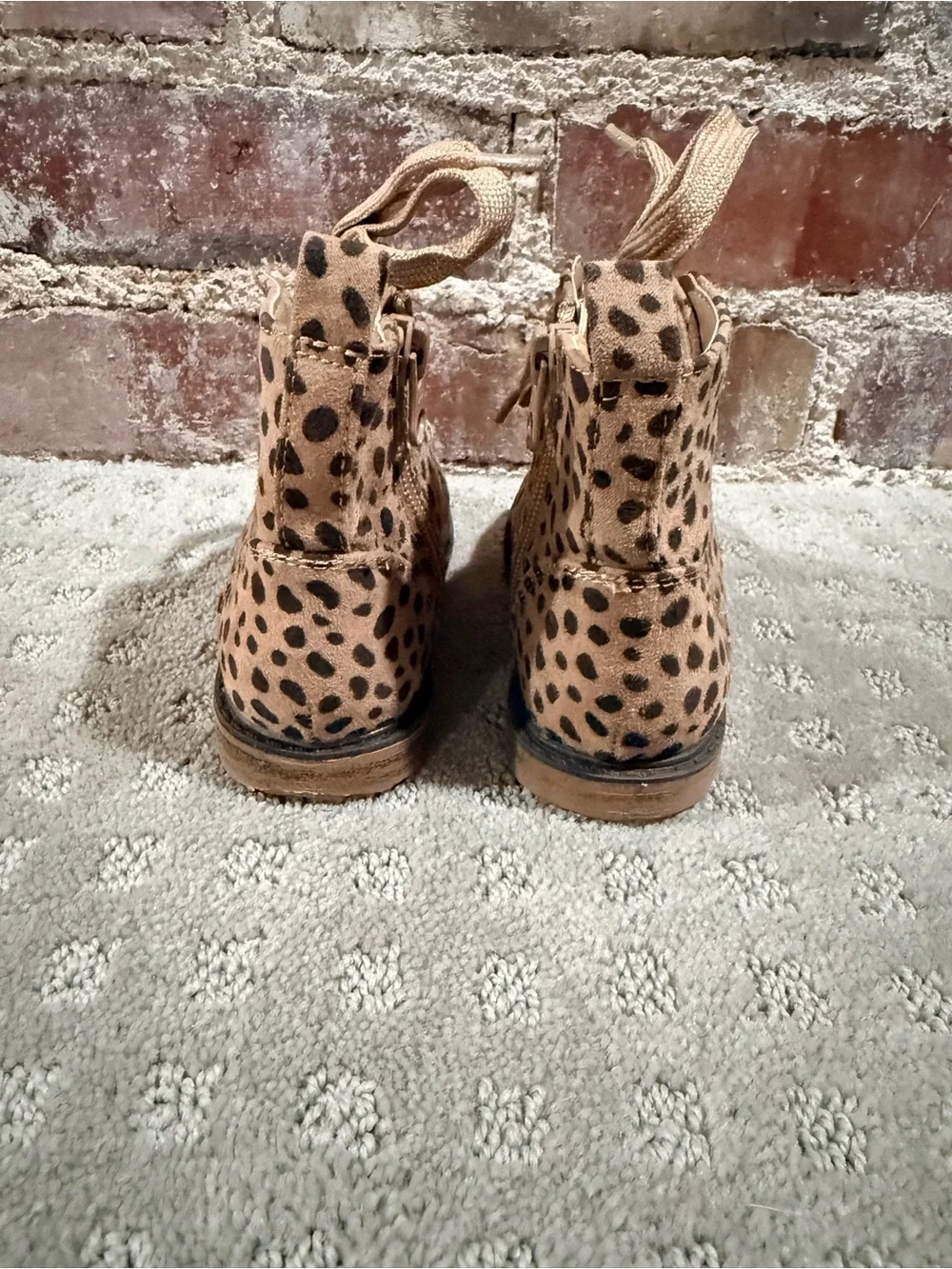 Cat & Jack Tan Leopard-Print Lace-Up Kids Boots
